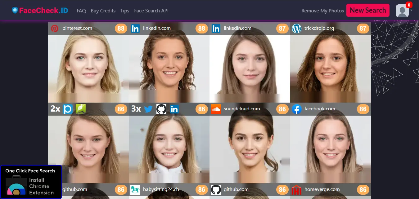 Search results with safety flags for potential risks